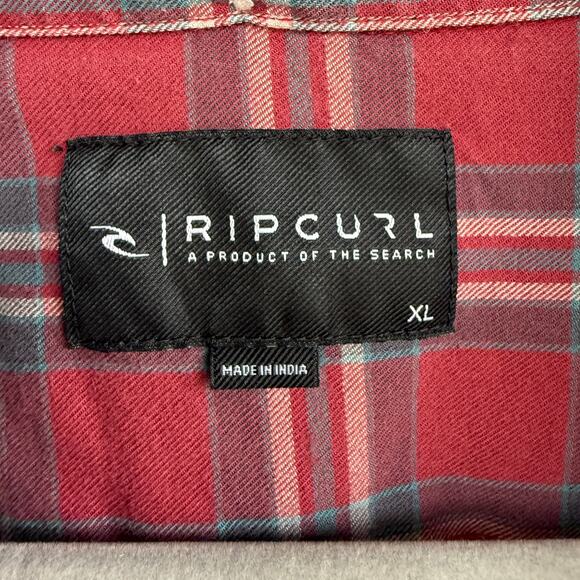 Mens Rip Curl plaid button up shirt - red - blue - casual - Christmas - size XL - Picture 9 of 9
